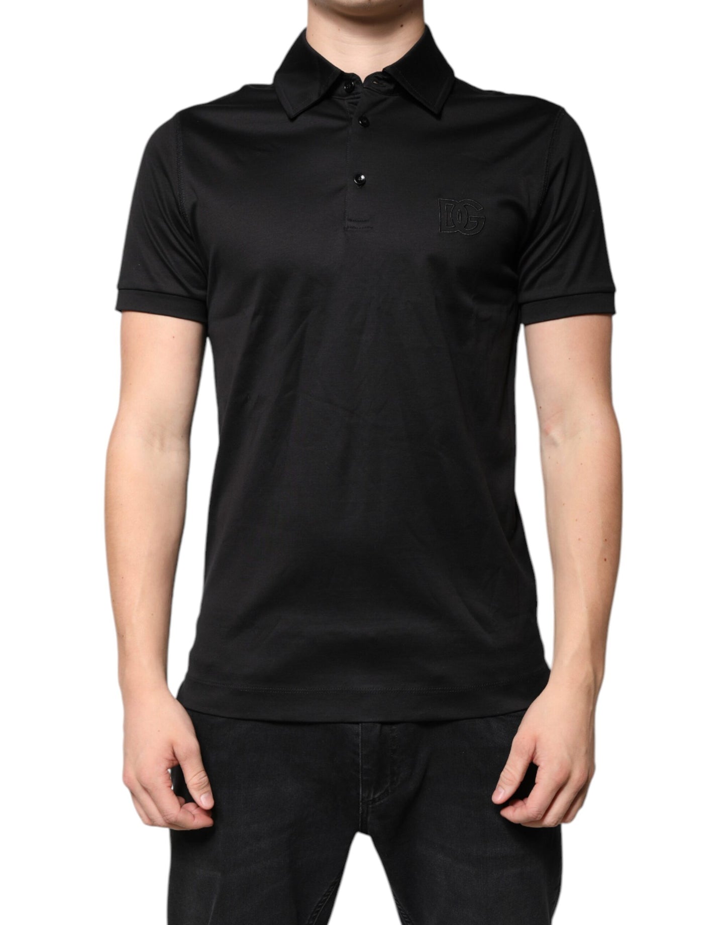 Polo de manga corta con cuello DG negro