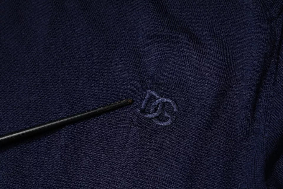 Blue DG Logo Wool Crew Neck Pullover Sweater