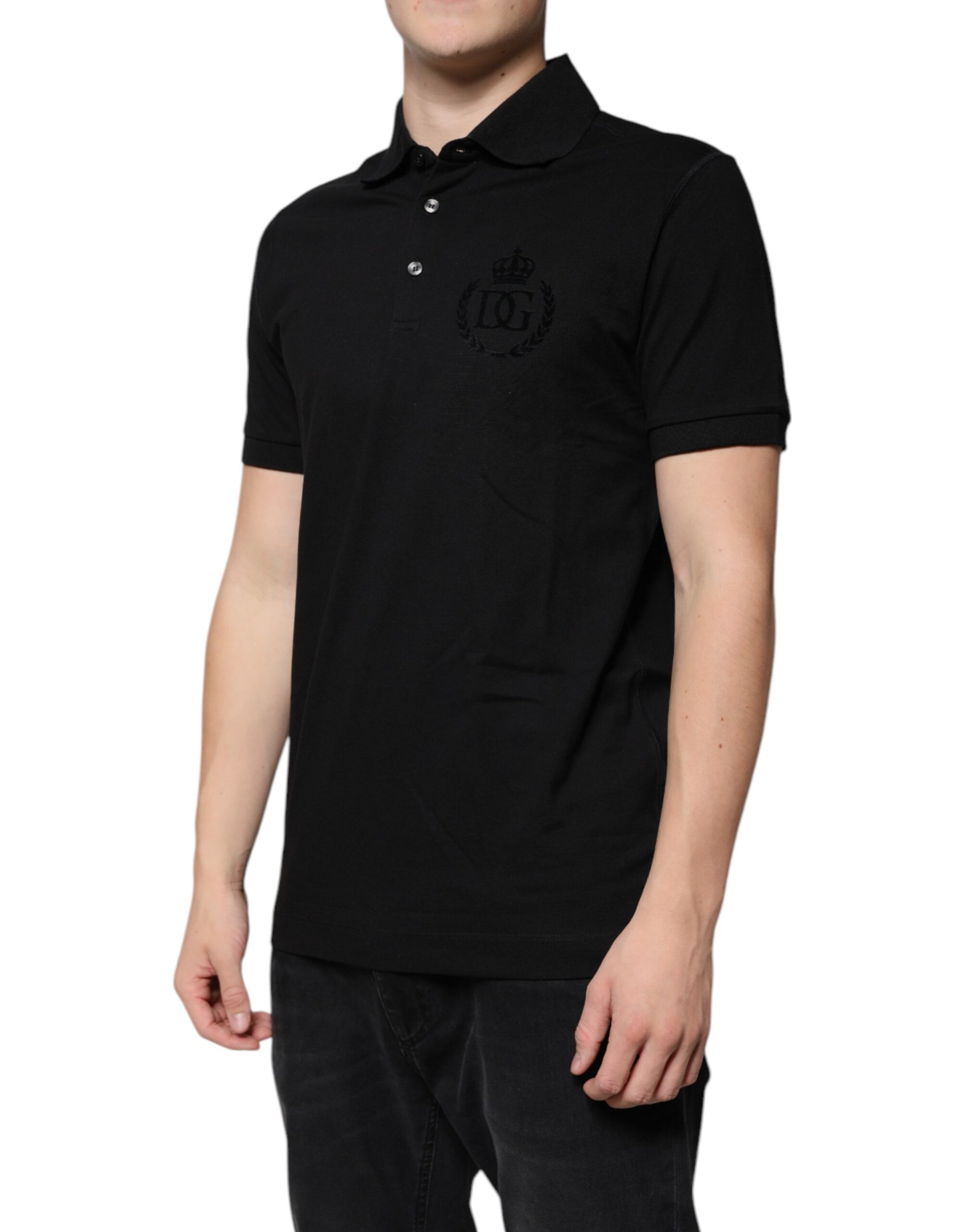 Polo de manga corta con cuello DG negro