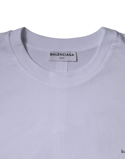 White Logo Cotton Crew Neck Short Sleeves T-shirt