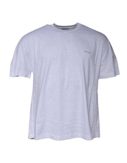 White Logo Cotton Jersey Crew Neck Short Sleeves T-shirt