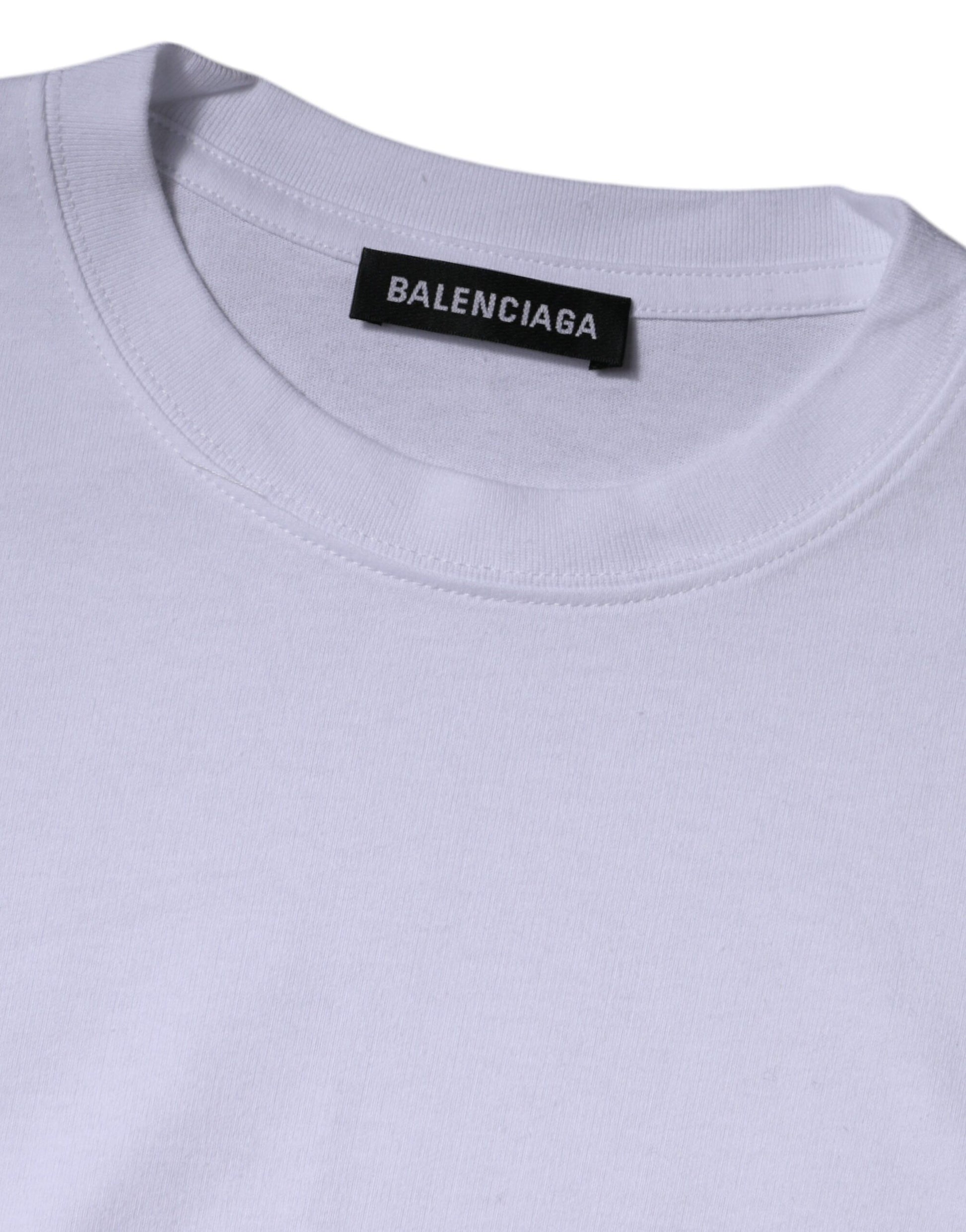 Camiseta de manga corta y cuello redondo de jersey de algodón con logotipo blanco