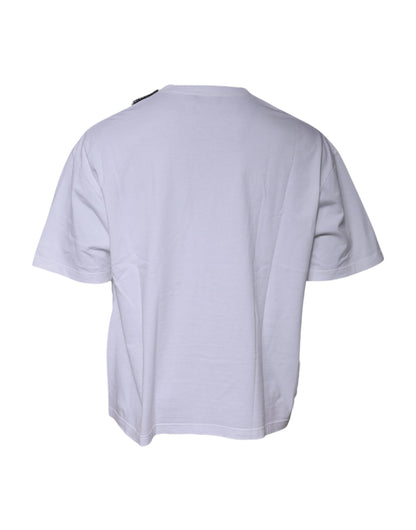 White Logo Cotton Jersey Crew Neck Short Sleeves T-shirt