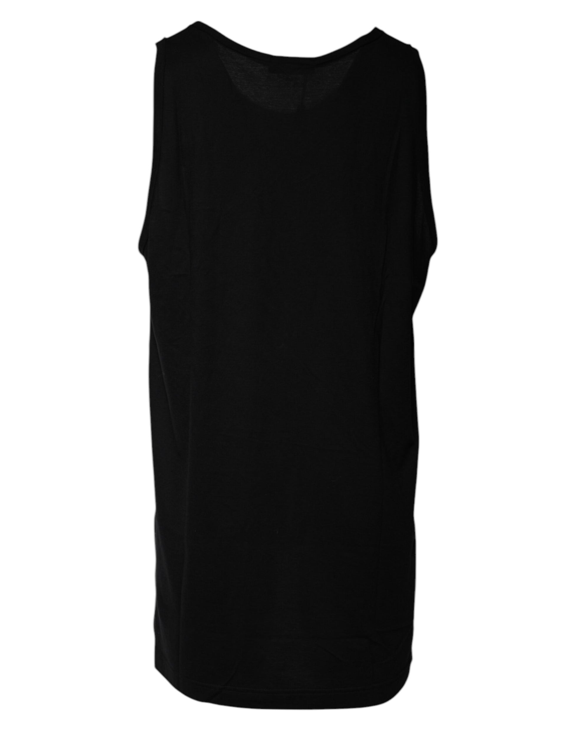 Black Cotton Sleeveless Round Neck Tank T-shirt