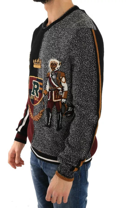 Multicolor KING Knight Monkey Knitted Cashmere Wool Sweater