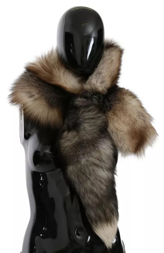 Brown Fox Tail Fur Shawl Neck Wrap Cover Collar Scarf