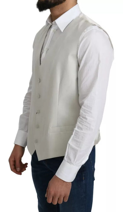 Off-White Cotton Silk Formal Coat Vest