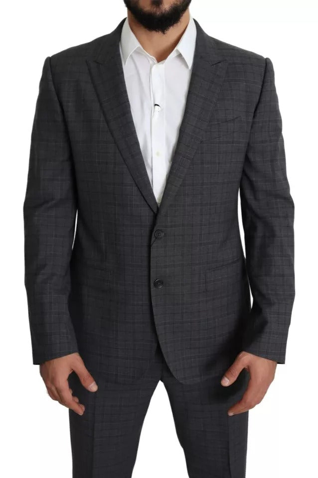 Gray Wool Men Formal 2 Piece MARTINI Suit