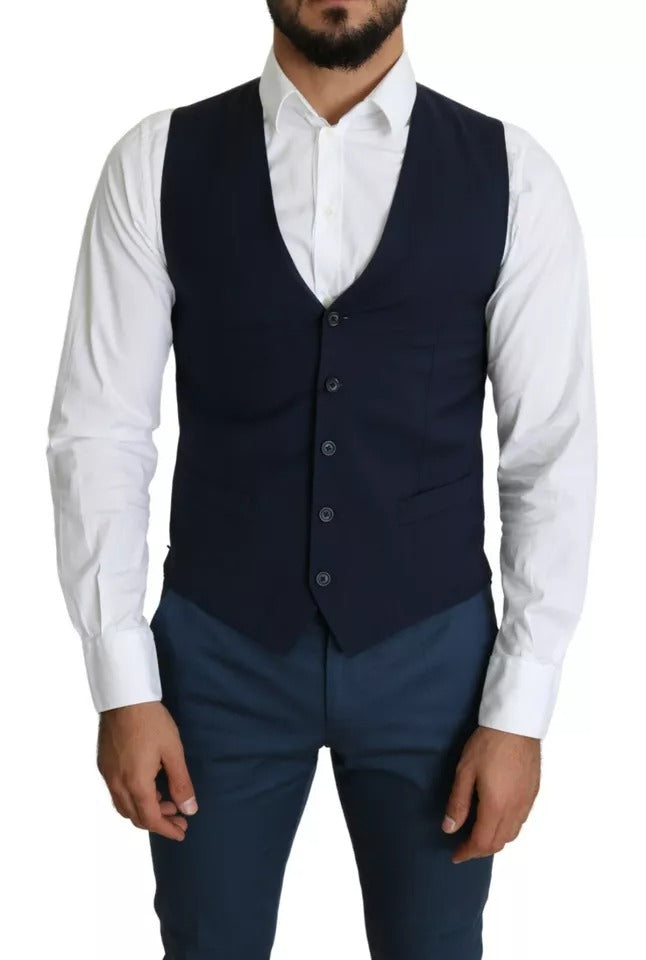 Navy Blue Men Formal Dress Waistcoat Vest