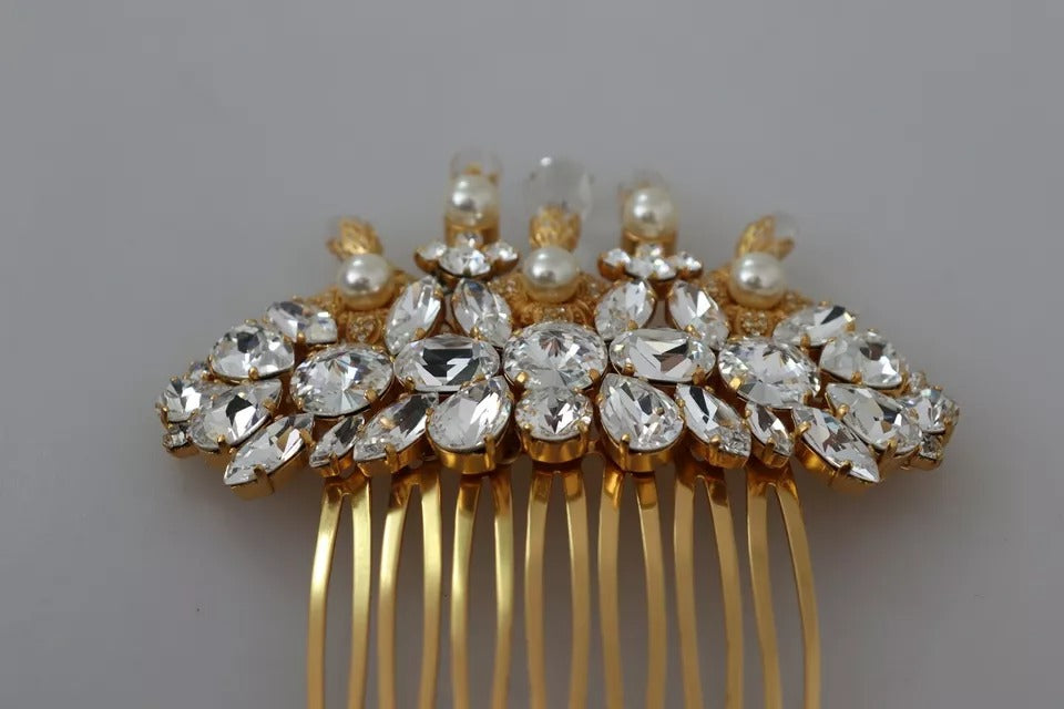 Gold Brass Clear Crystal Hair Stick Accessory Comb