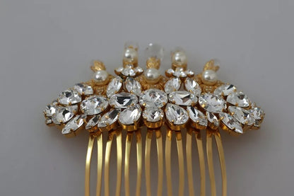 Gold Brass Clear Crystal Hair Stick Accessory Comb