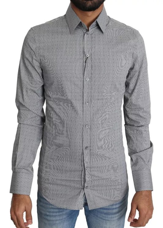 Gray SICILIA Dotted Semi Fitted Formal Shirt