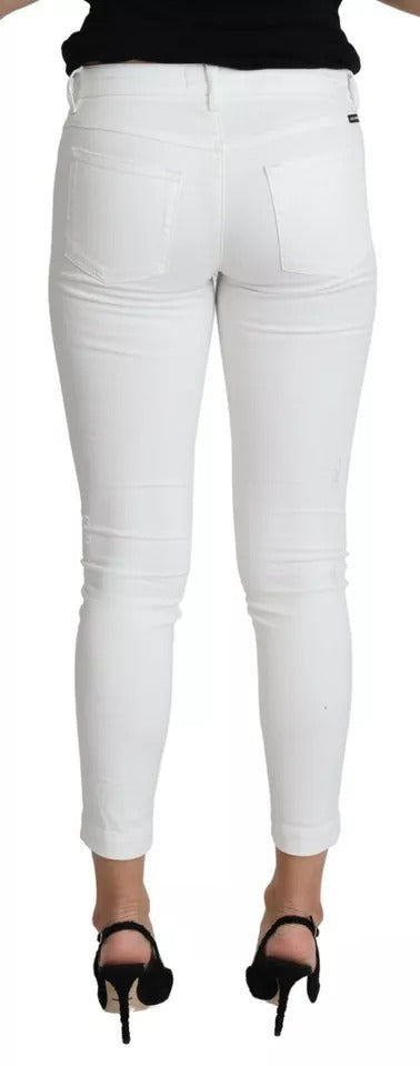 White Cotton Distressed Pretty Fit Denim Jeans