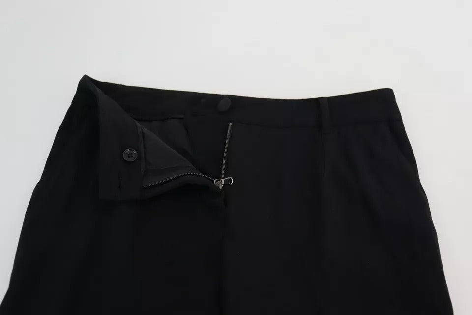 Black Virgin Wool Stretch Skinny Pants