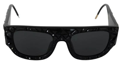 Black Acetate Crystal DG4347B Gray Lens Square Sunglasses