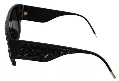 Black Acetate Crystal DG4347B Gray Lens Square Sunglasses