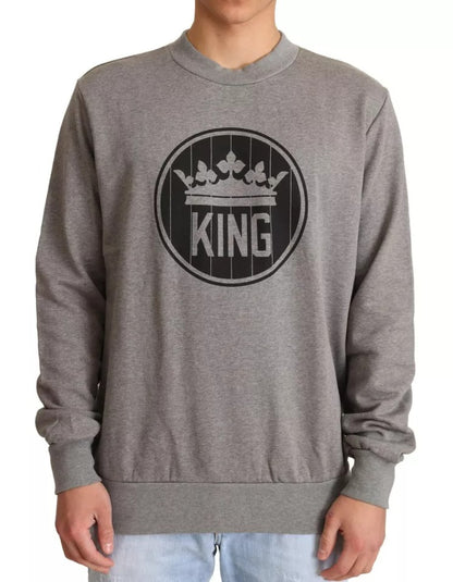 Gray Crown King Cotton Pullover Sweater