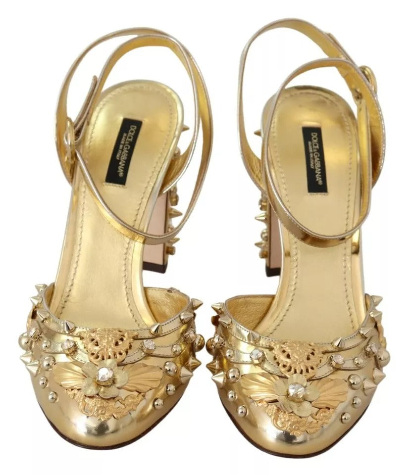 Gold Studs Vally Slingback Sandalias Zapatos