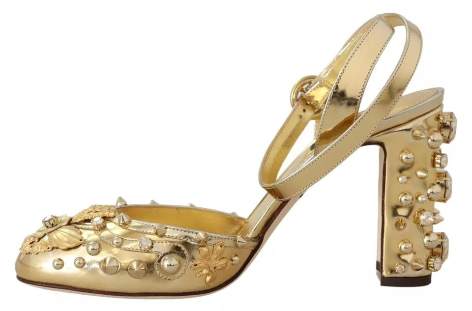 Gold Studs Vally Slingback Sandalias Zapatos