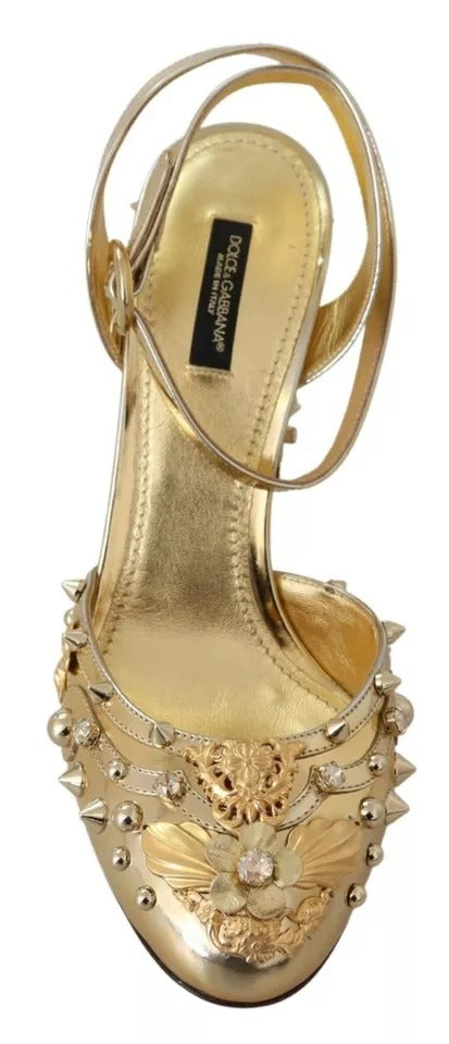 Gold Studs Vally Slingback Sandalias Zapatos