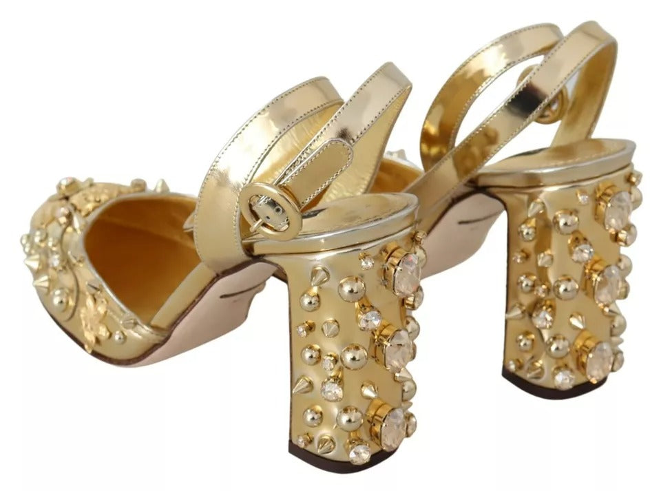 Gold Studs Vally Slingback Sandalias Zapatos