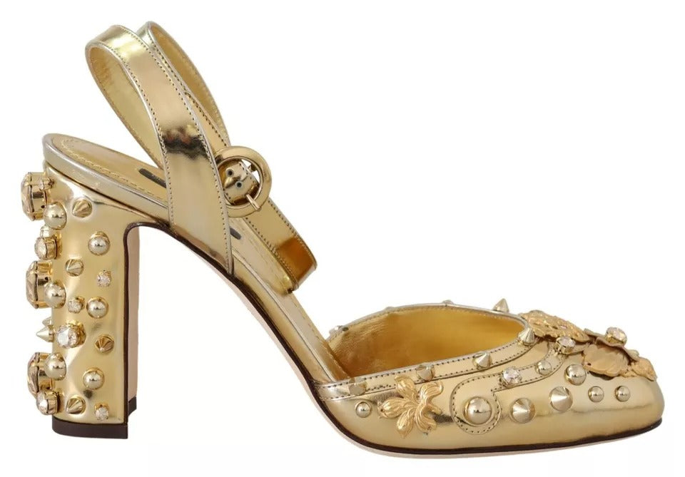 Gold Studs Vally Slingback Sandalias Zapatos