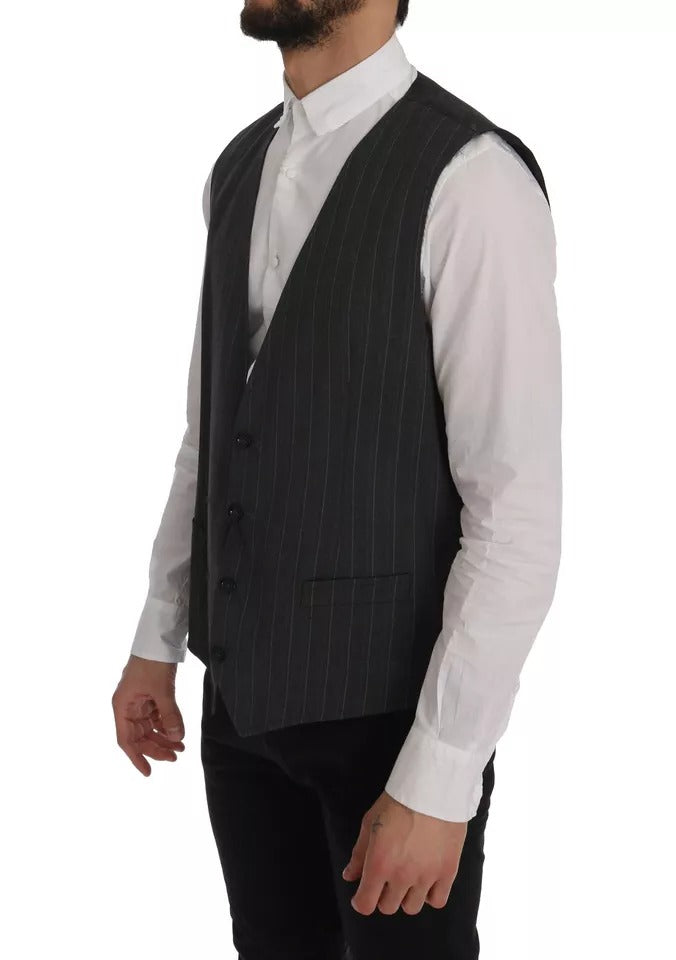 Gray Wool Stretch Gilet Waistcoat Vest