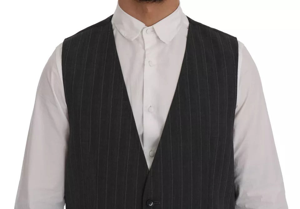 Gray Wool Stretch Gilet Waistcoat Vest