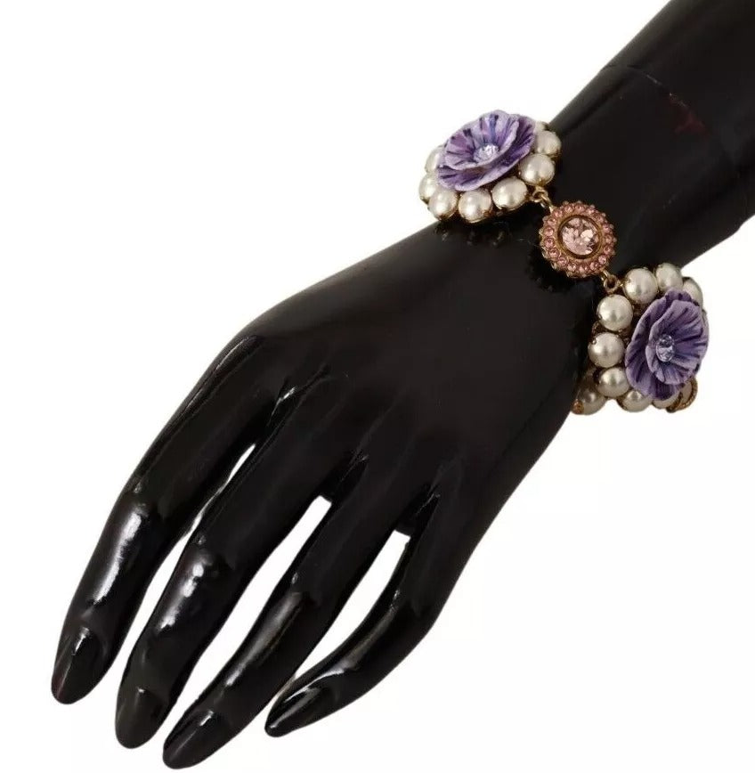 FIORI BLOOMING Floral Baroque Crystals Brass Bracelet