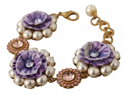 FIORI BLOOMING Floral Baroque Crystals Brass Bracelet