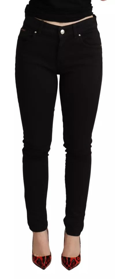 Black Cotton Stretch Skinny Denim Jeans