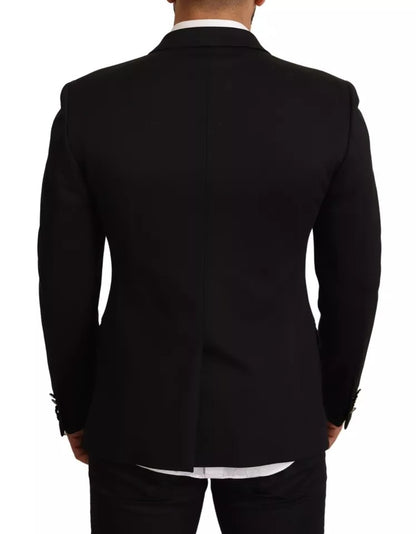 Black Cotton Slim Fit Coat Blazer Jacket