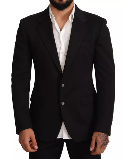 Black Cotton Slim Fit Coat Blazer Jacket