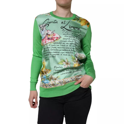 Green Silk Granita Al Limone Long Sleeves Sweater