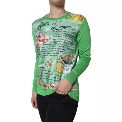 Green Silk Granita Al Limone Long Sleeves Sweater