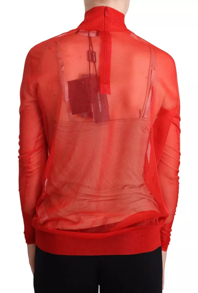 Orange Semi Transparent Blouse Sweater