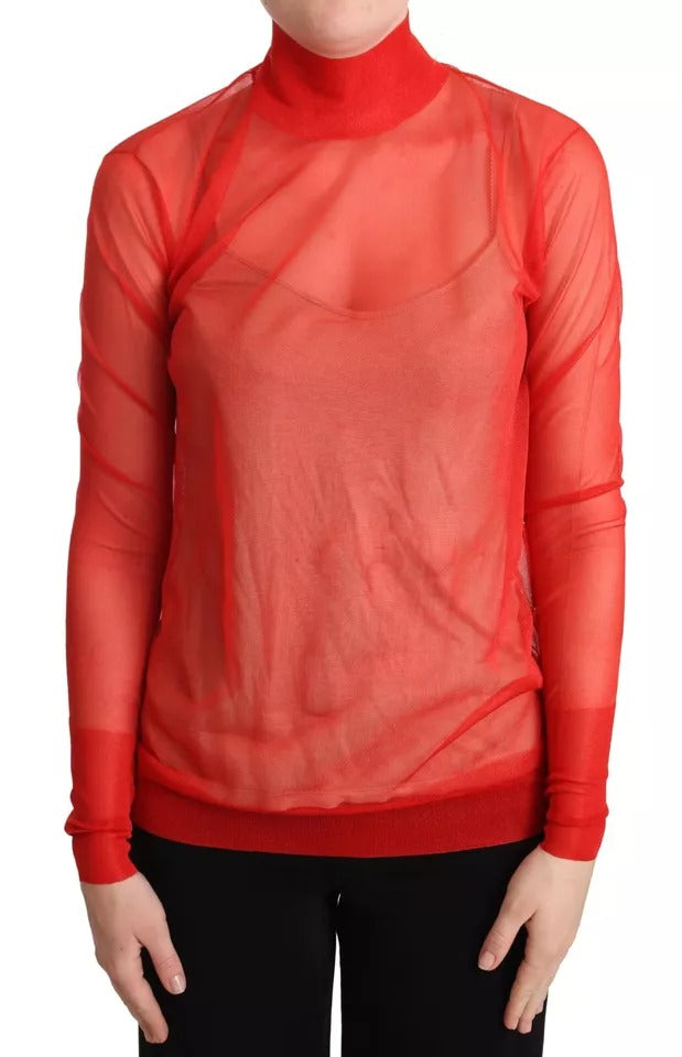 Orange Semi Transparent Blouse Sweater