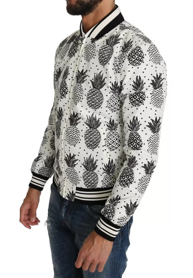 Blanco Negro Piña Chaqueta Bomber Coat