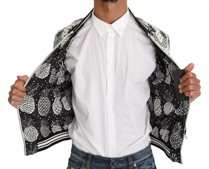 Blanco Negro Piña Chaqueta Bomber Coat