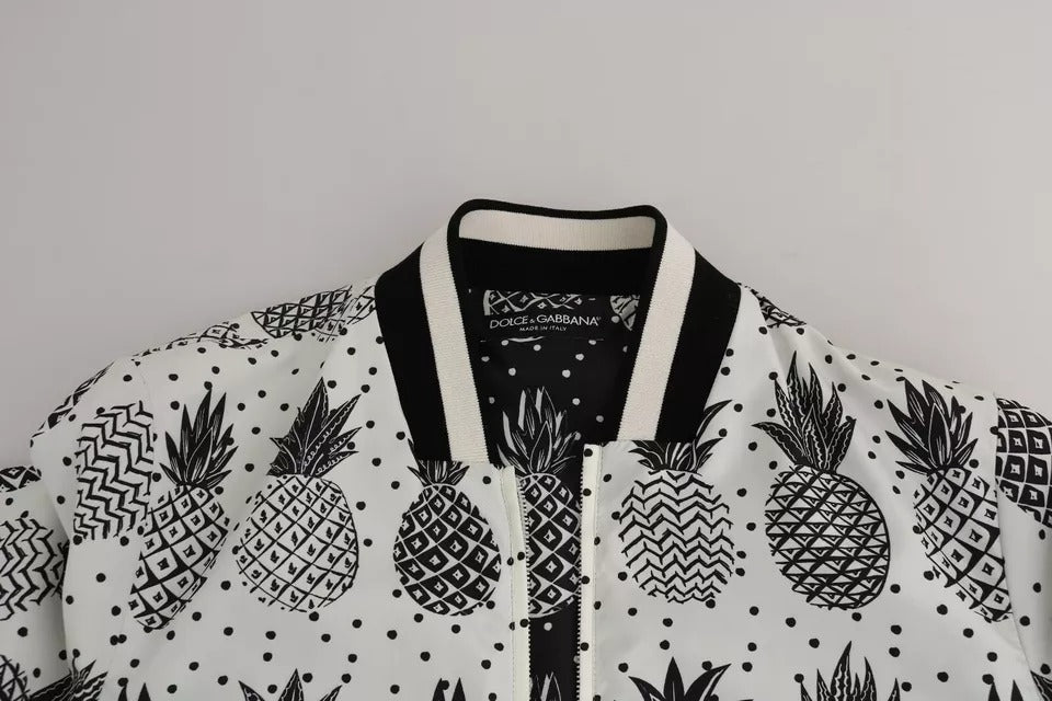 Blanco Negro Piña Chaqueta Bomber Coat