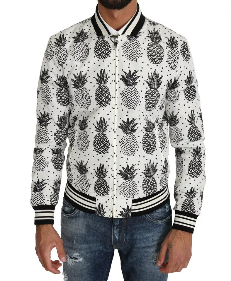 Blanco Negro Piña Chaqueta Bomber Coat