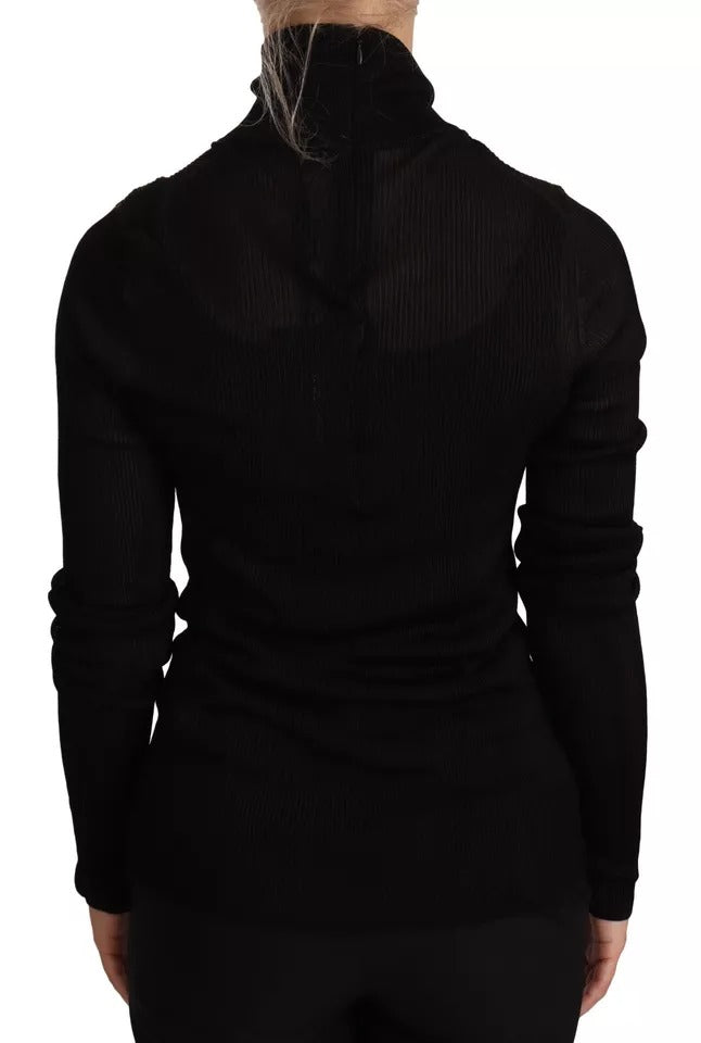 Black Turtleneck Slim Fit Pullover Sweater