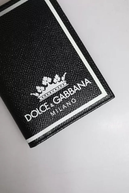 Black Leather DG Milano Logo Card Holder Bifold Wallet