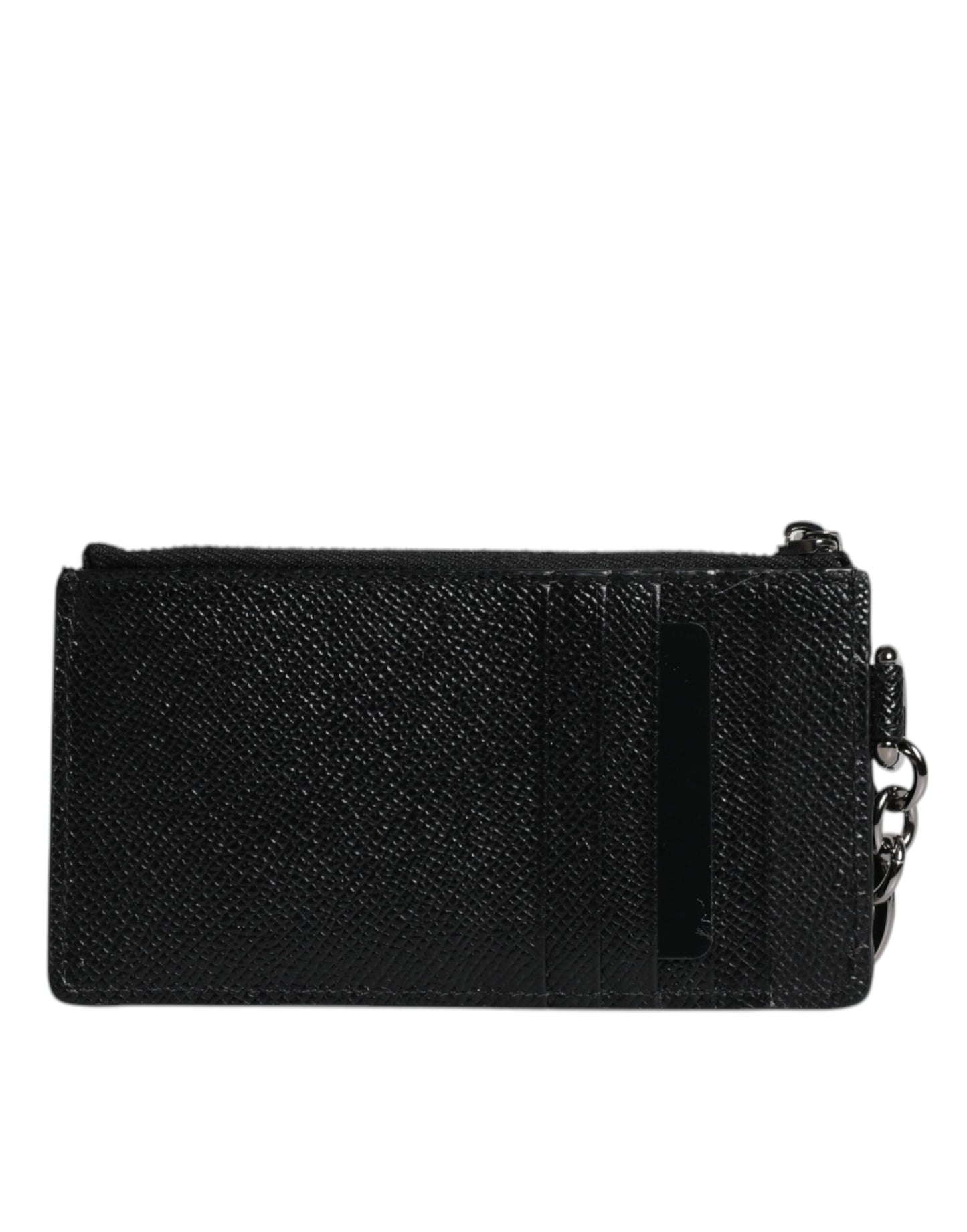 Black Calfskin Leather DG Logo Card Holder Wallet