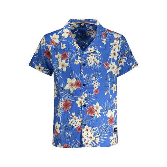 Blue Polyester Men Shirt