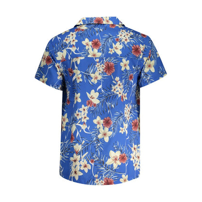 Blue Polyester Men Shirt