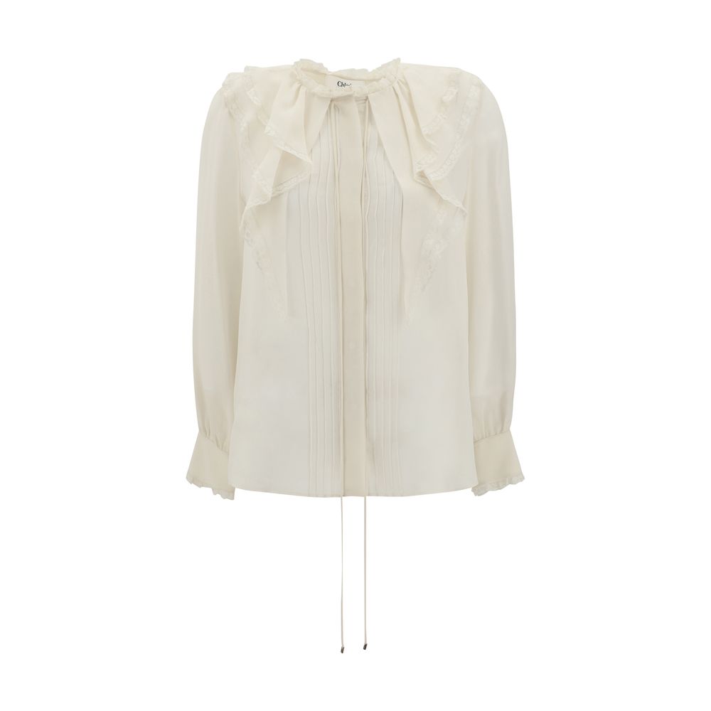 Silk Blouse with pleated details