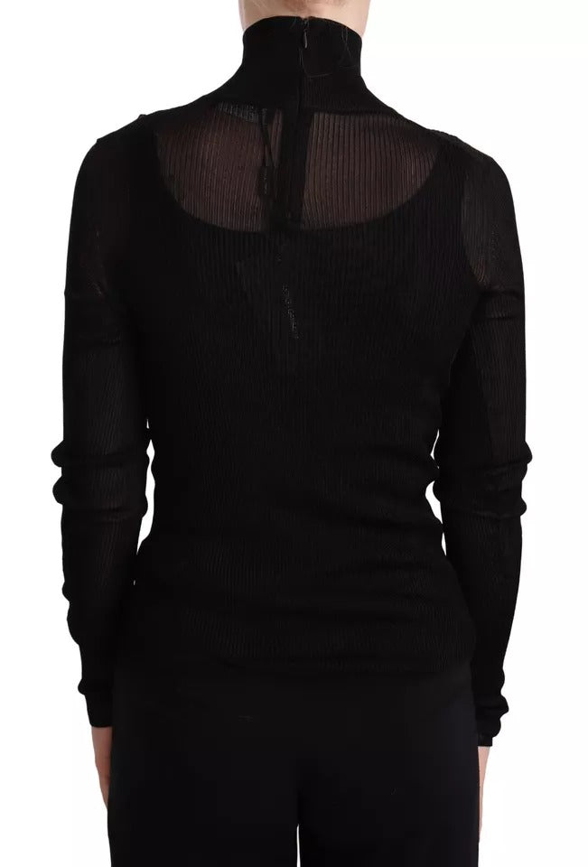 Black Turtleneck Form Fitting Pullover Sweater