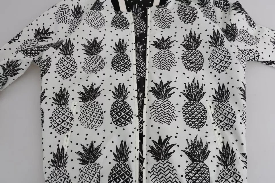 White Black Pineapple Bomber Coat Jacket