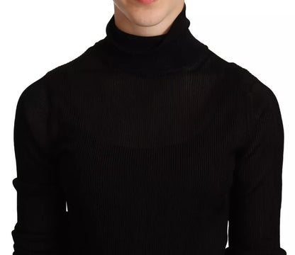 Black Turtleneck Slim Fit Pullover Sweater